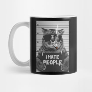 VINTAGE CAT I HATE PEOPLE BLACK Mug